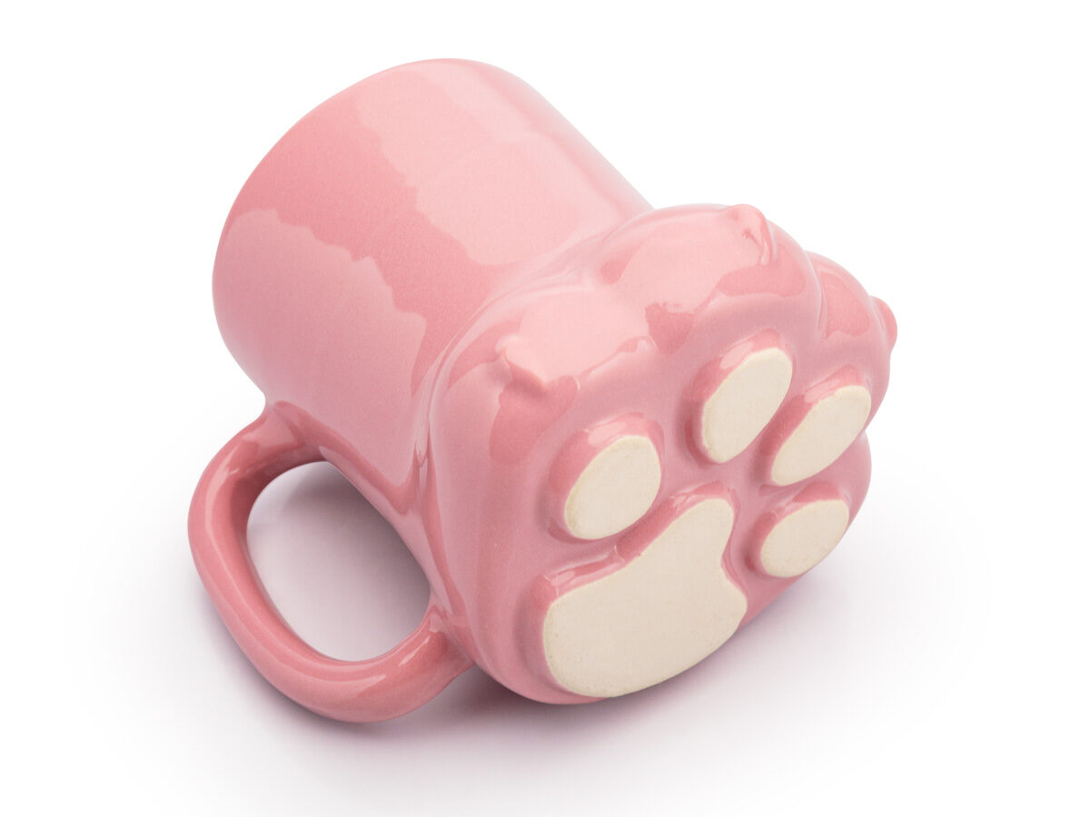 Caneca 3D pata de gato 400 ml cerâmica patinha PET rosa