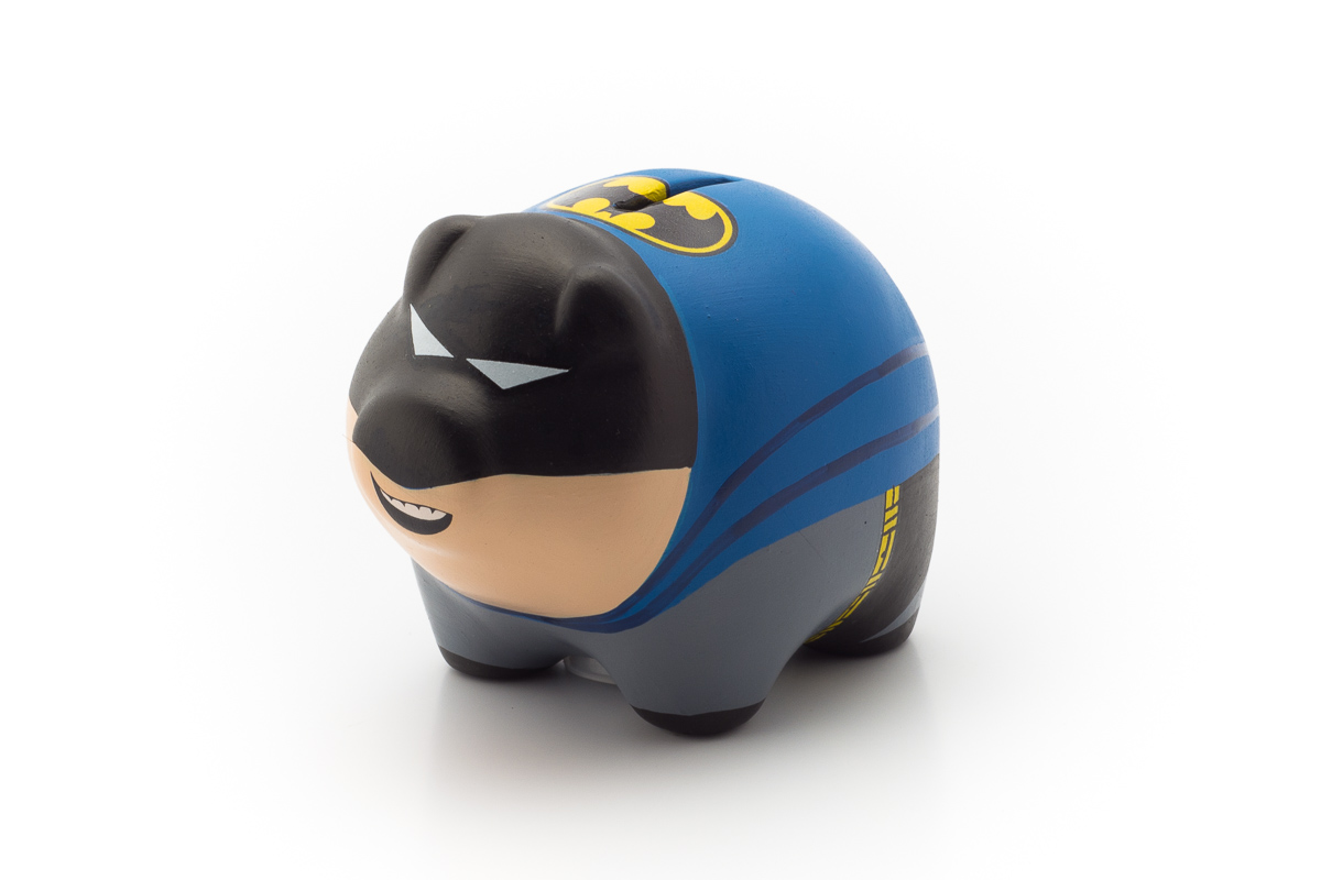 Cofrinho porquinho super herói Batman decoração geek