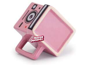 Caneca Polaroid Instagram 3D cubo câmera retrô rosa 350 ml