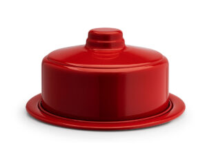 Boleira vermelha de alumínio prato porta bolo com tampa