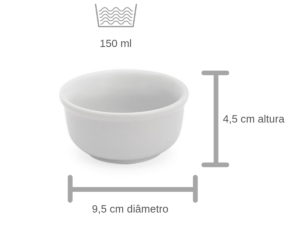 Kit com 36 tigela de porcelana 150 ml cumbuquinha molhadeira