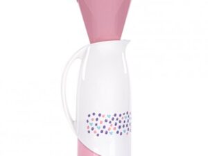 Kit garrafa térmica 1L suporte filtro café 103 rosa Sanremo