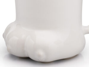 Caneca 3D pata de gato 400 ml cerâmica patinha PET branca