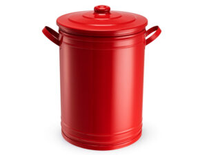 Lixeira 30 litros vermelha lata de lixo com tampa e alças