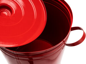 Lixeira 30 litros vermelha lata de lixo com tampa e alças
