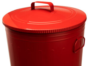 Lixeira 100 litros vermelha lata de lixo americana aço