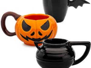 Kit 3 canecas 3D abóbora halloween caldeirão bruxa e morcego